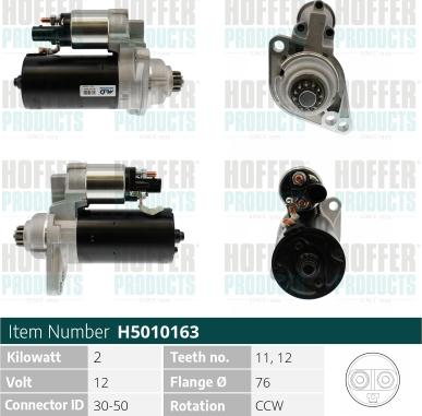 Hoffer H5010163 - Стартер autospares.lv