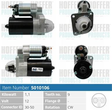 Hoffer H5010106 - Стартер autospares.lv