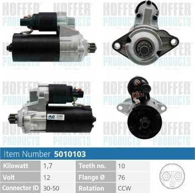 Hoffer H5010103 - Стартер autospares.lv