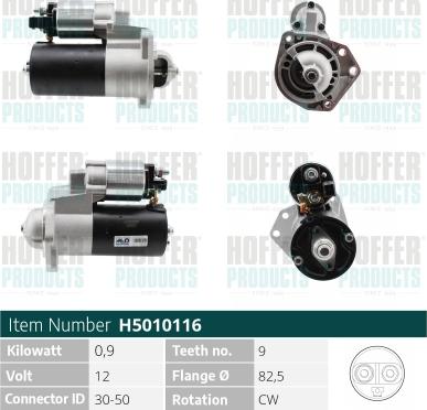 Hoffer H5010116 - Стартер autospares.lv