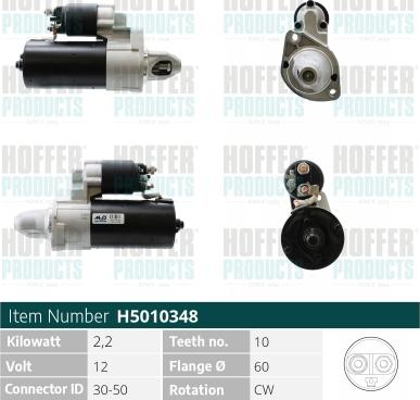 Hoffer H5010348 - Стартер autospares.lv