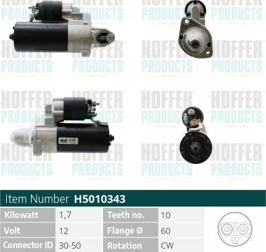 Hoffer H5010343 - Стартер autospares.lv