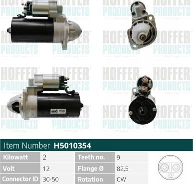 Hoffer H5010354 - Стартер autospares.lv