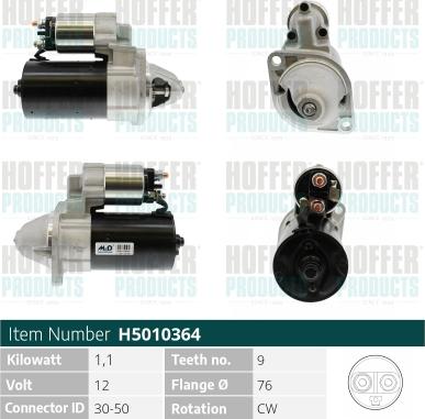 Hoffer H5010364 - Стартер autospares.lv