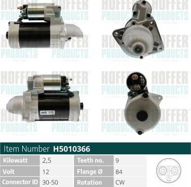 Hoffer H5010366 - Стартер autospares.lv