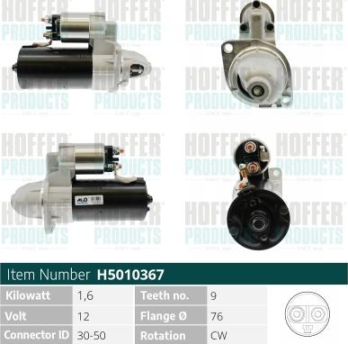 Hoffer H5010367 - Стартер autospares.lv