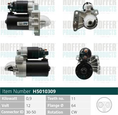 Hoffer H5010309 - Стартер autospares.lv