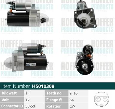 Hoffer H5010308 - Стартер autospares.lv