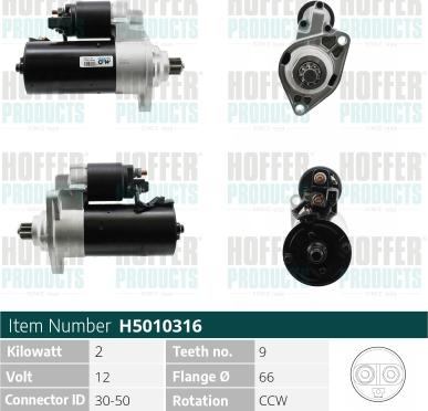 Hoffer H5010316 - Стартер autospares.lv