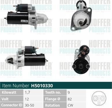 Hoffer H5010330 - Стартер autospares.lv