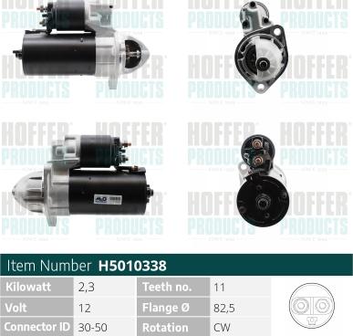 Hoffer H5010338 - Стартер autospares.lv