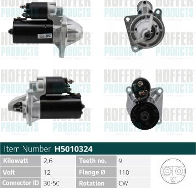 Hoffer H5010324 - Стартер autospares.lv