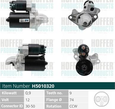 Hoffer H5010320 - Стартер autospares.lv