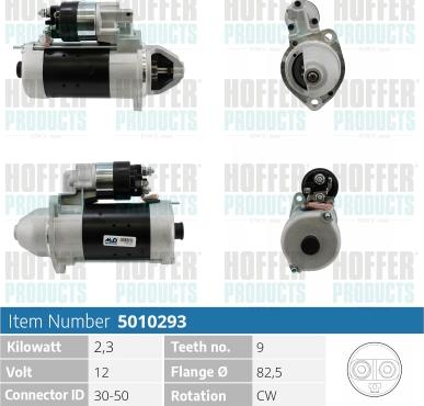 Hoffer H5010293 - Стартер autospares.lv