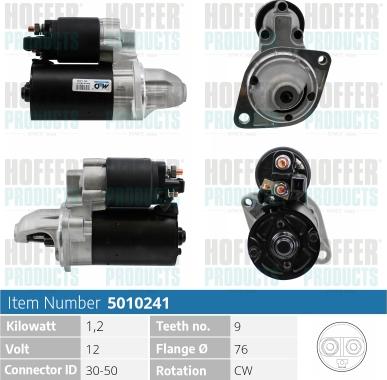 Hoffer H5010241 - Стартер autospares.lv