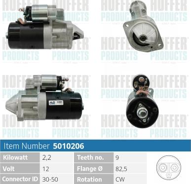 Hoffer H5010206 - Стартер autospares.lv