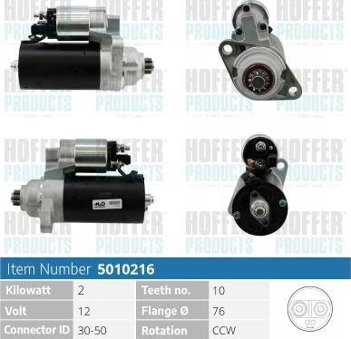 Hoffer H5010216 - Стартер autospares.lv