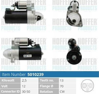 Hoffer H5010239 - Стартер autospares.lv