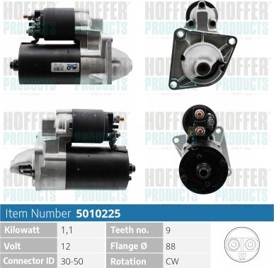 Hoffer H5010225 - Стартер autospares.lv