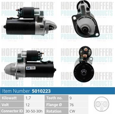 Hoffer H5010223 - Стартер autospares.lv