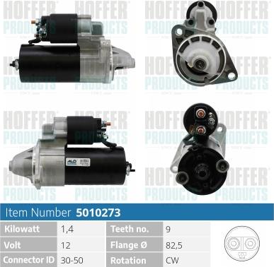 Hoffer H5010273 - Стартер autospares.lv