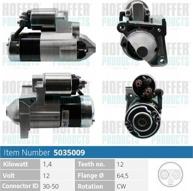 Hoffer H5035009 - Стартер autospares.lv