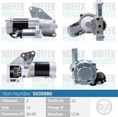 Hoffer H5035080 - Стартер autospares.lv