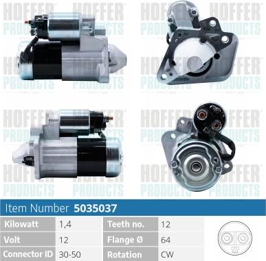 Hoffer H5035037 - Стартер autospares.lv