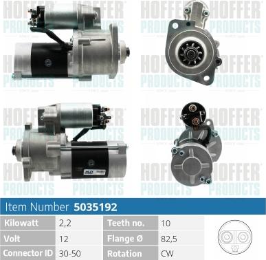 Hoffer H5035192 - Стартер autospares.lv