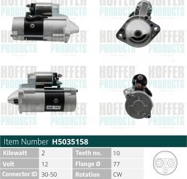 Hoffer H5035158 - Стартер autospares.lv