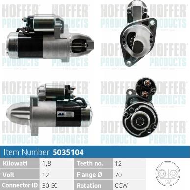 Hoffer H5035104 - Стартер autospares.lv