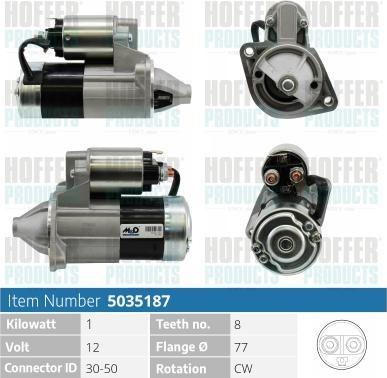 Hoffer H5035187 - Стартер autospares.lv