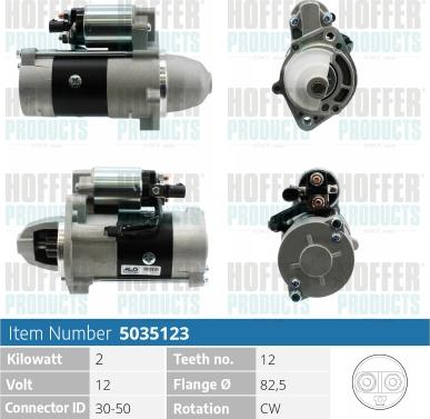 Hoffer H5035123 - Стартер autospares.lv