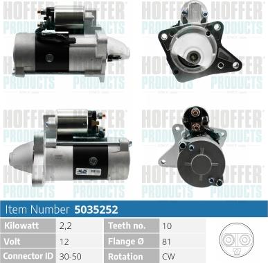 Hoffer H5035252 - Стартер autospares.lv