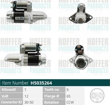 Hoffer H5035264 - Стартер autospares.lv