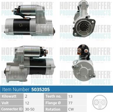 Hoffer H5035205 - Стартер autospares.lv