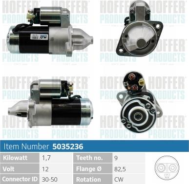 Hoffer H5035236 - Стартер autospares.lv