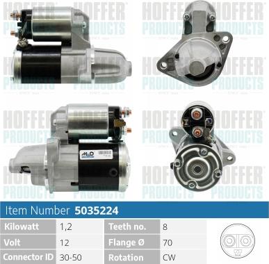 Hoffer H5035224 - Стартер autospares.lv