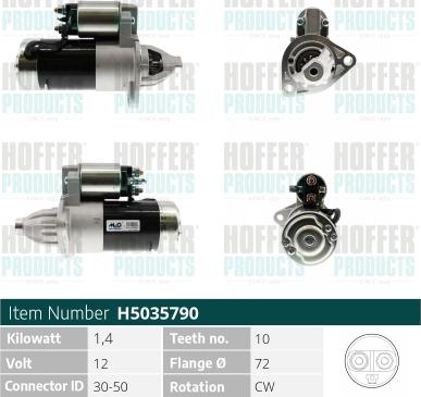 Hoffer H5035790 - Стартер autospares.lv