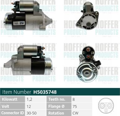 Hoffer H5035748 - Стартер autospares.lv