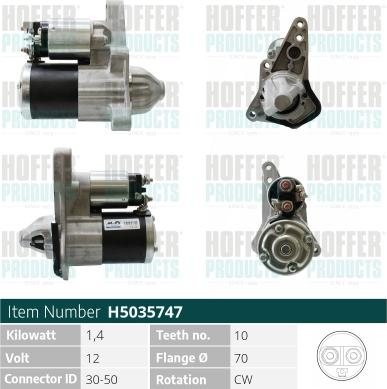 Hoffer H5035747 - Стартер autospares.lv