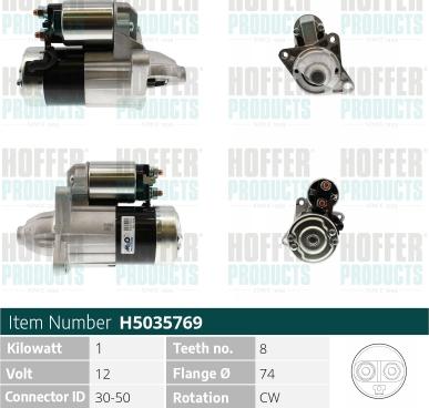 Hoffer H5035769 - Стартер autospares.lv