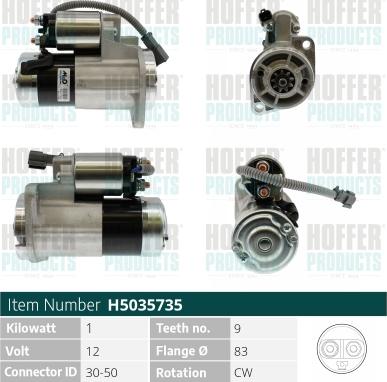 Hoffer H5035735 - Стартер autospares.lv