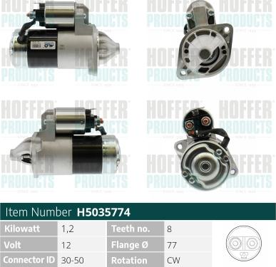 Hoffer H5035774 - Стартер autospares.lv