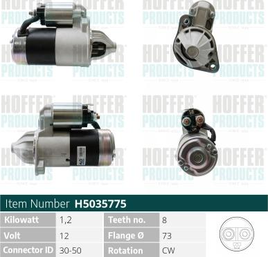 Hoffer H5035775 - Стартер autospares.lv