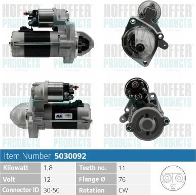 Hoffer H5030092 - Стартер autospares.lv