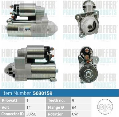 Hoffer H5030159 - Стартер autospares.lv