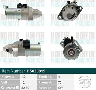 Hoffer H5033819 - Стартер autospares.lv