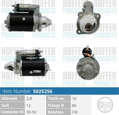 Hoffer H5025256 - Стартер autospares.lv