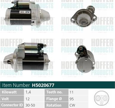 Hoffer H5020677 - Стартер autospares.lv